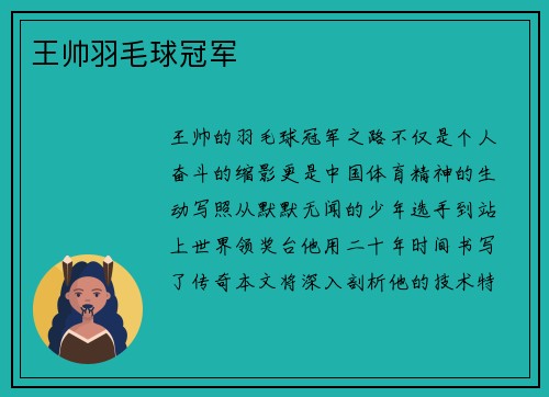 王帅羽毛球冠军