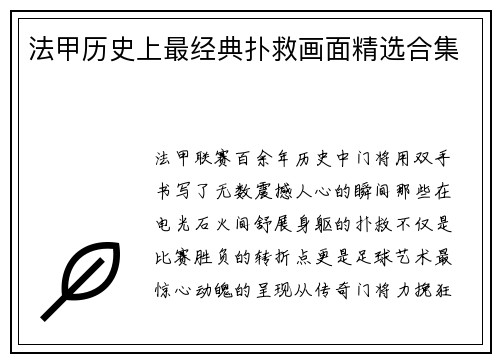 法甲历史上最经典扑救画面精选合集